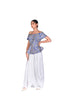 Electric Blue Corset Top with Draped Net Skirt